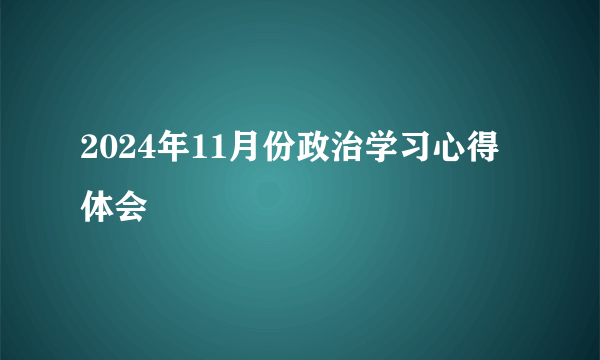 2024年11月份政治学习心得体会