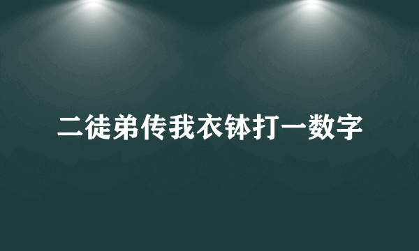 二徒弟传我衣钵打一数字