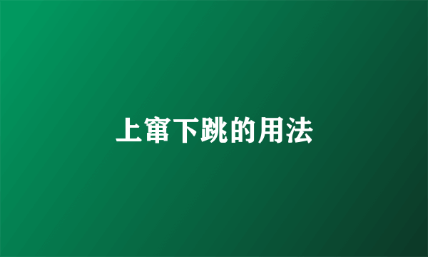 上窜下跳的用法