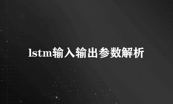 lstm输入输出参数解析