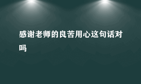 感谢老师的良苦用心这句话对吗