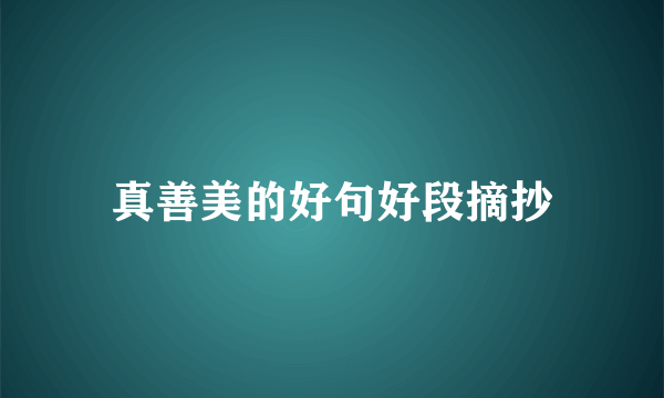 真善美的好句好段摘抄