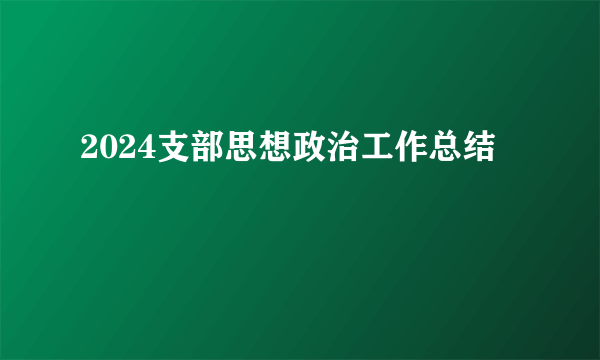 2024支部思想政治工作总结