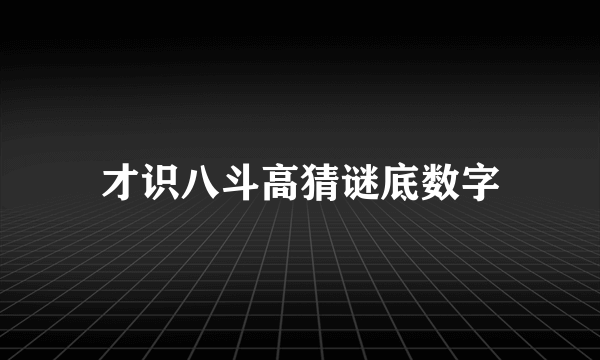 才识八斗高猜谜底数字