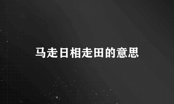 马走日相走田的意思