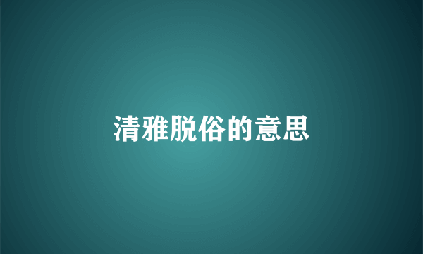 清雅脱俗的意思