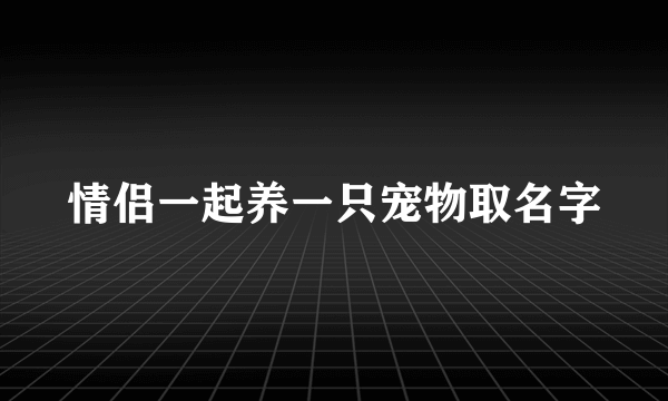 情侣一起养一只宠物取名字