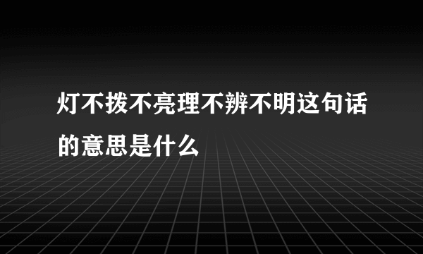 灯不拨不亮理不辨不明这句话的意思是什么