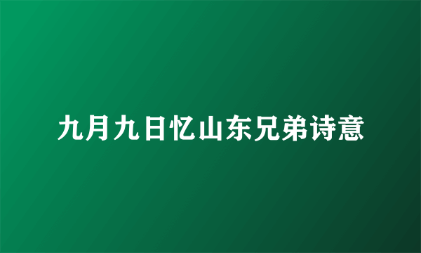九月九日忆山东兄弟诗意