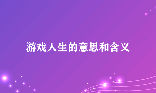 游戏人生的意思和含义