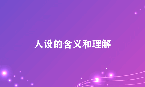 人设的含义和理解
