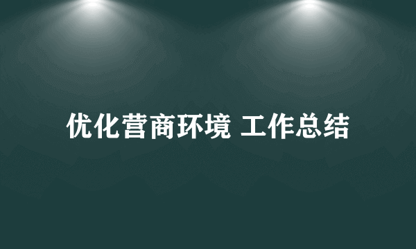 优化营商环境 工作总结