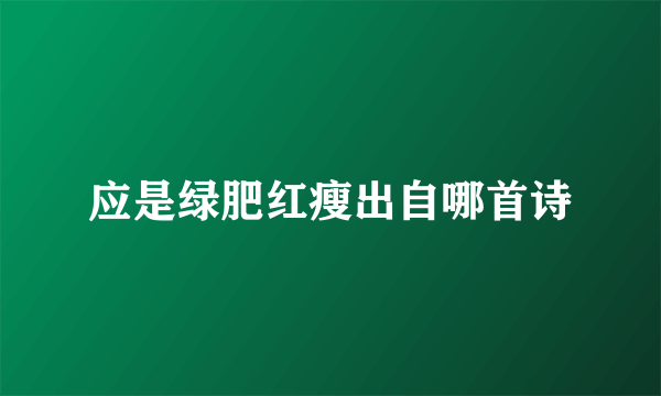 应是绿肥红瘦出自哪首诗