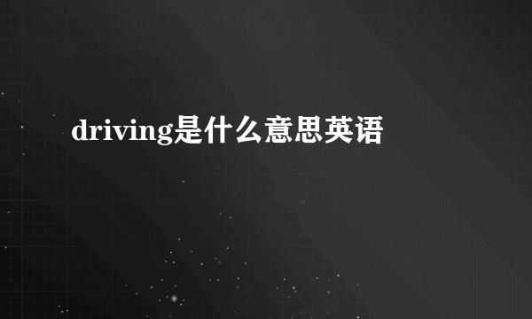 driving是什么意思英语