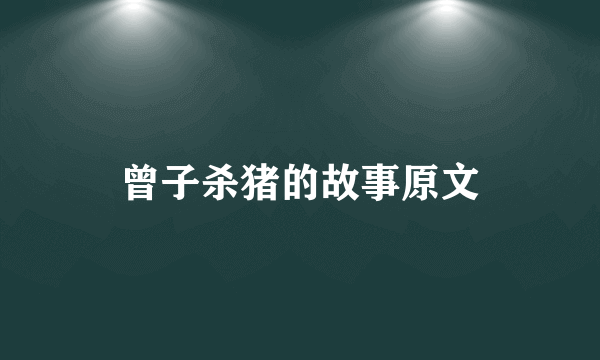 曾子杀猪的故事原文