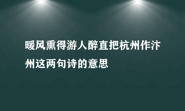 暖风熏得游人醉直把杭州作汴州这两句诗的意思