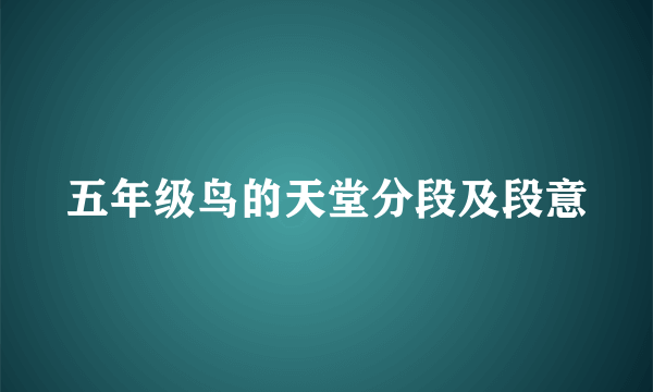 五年级鸟的天堂分段及段意