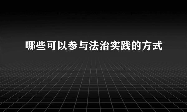 哪些可以参与法治实践的方式