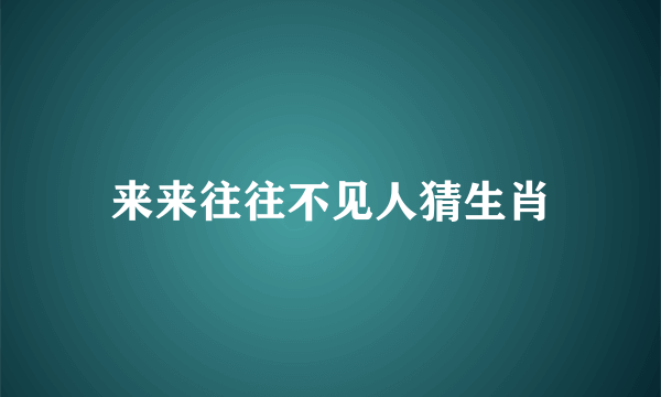 来来往往不见人猜生肖