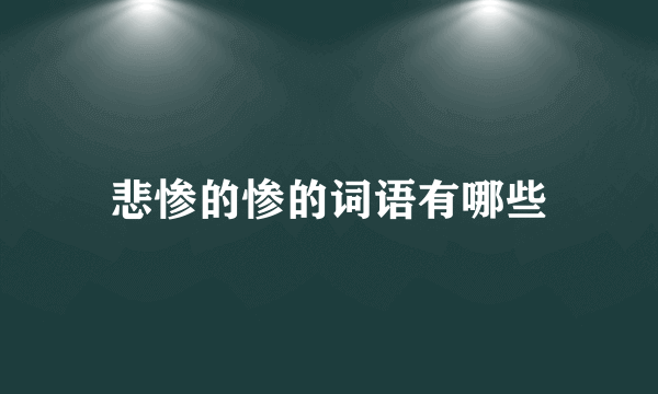 悲惨的惨的词语有哪些