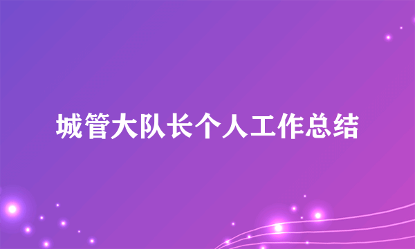 城管大队长个人工作总结