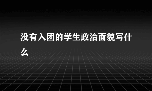 没有入团的学生政治面貌写什么