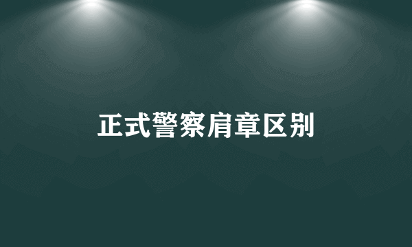 正式警察肩章区别