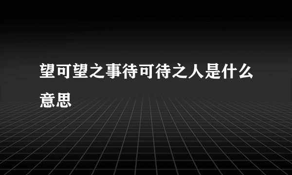 望可望之事待可待之人是什么意思