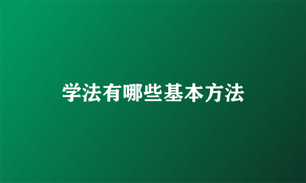 学法有哪些基本方法