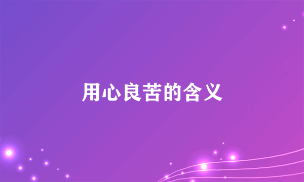 用心良苦的含义