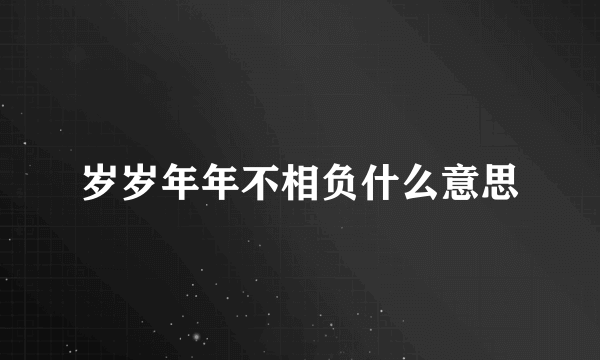 岁岁年年不相负什么意思