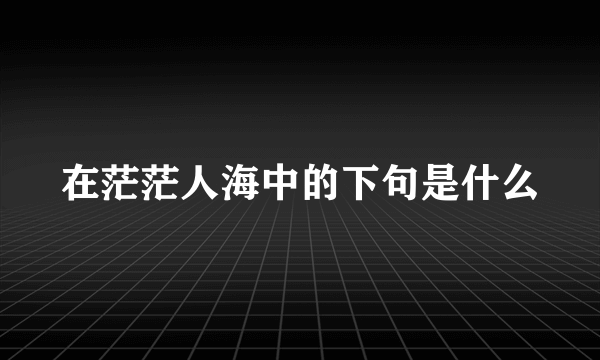 在茫茫人海中的下句是什么