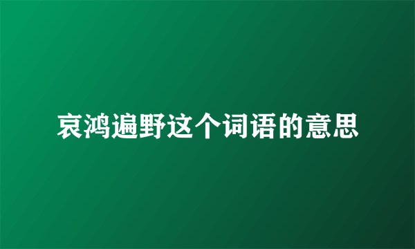 哀鸿遍野这个词语的意思