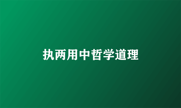 执两用中哲学道理