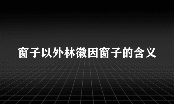 窗子以外林徽因窗子的含义