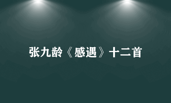 张九龄《感遇》十二首