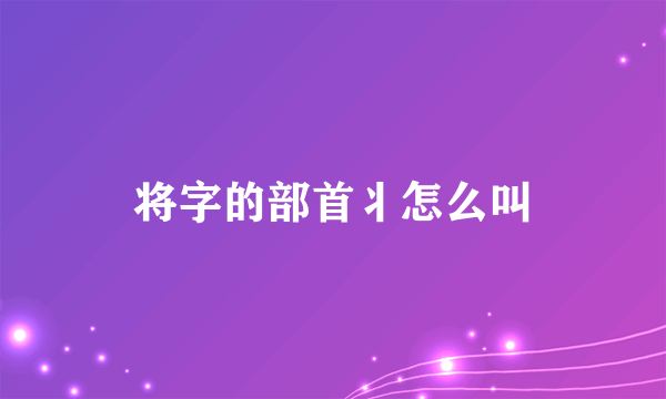 将字的部首丬怎么叫