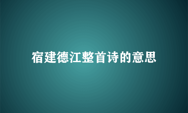 宿建德江整首诗的意思
