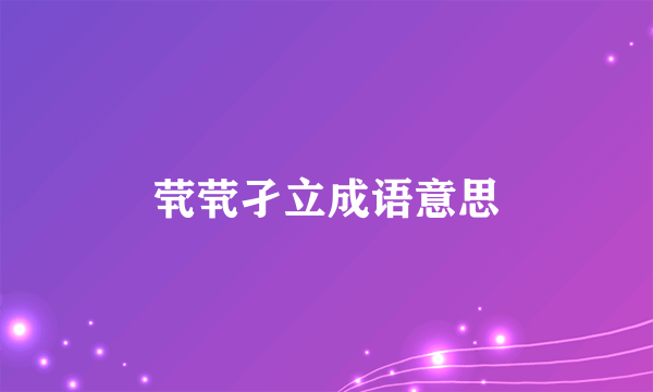 茕茕孑立成语意思