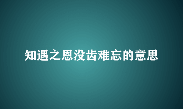 知遇之恩没齿难忘的意思
