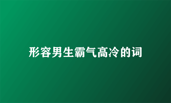 形容男生霸气高冷的词