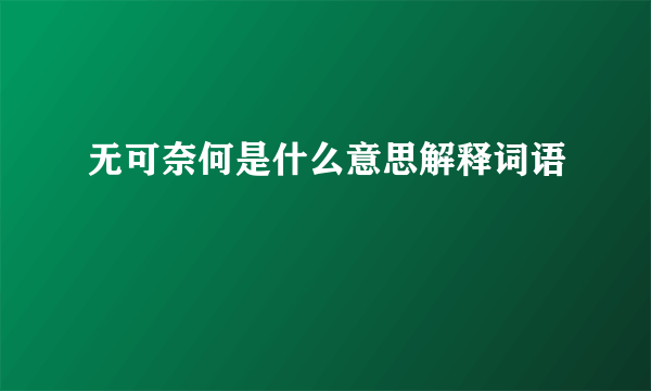无可奈何是什么意思解释词语