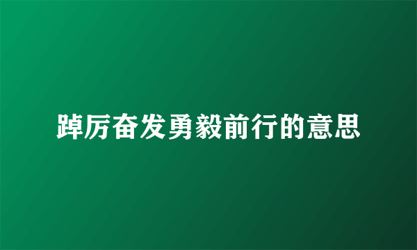 踔厉奋发勇毅前行的意思