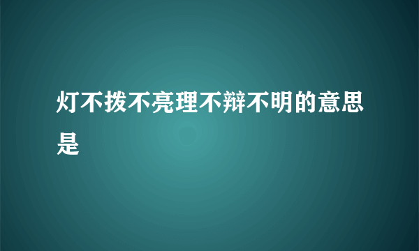 灯不拨不亮理不辩不明的意思是
