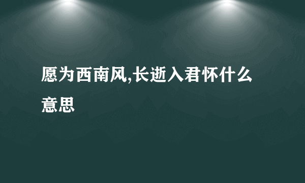 愿为西南风,长逝入君怀什么意思