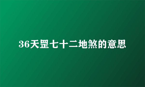36天罡七十二地煞的意思