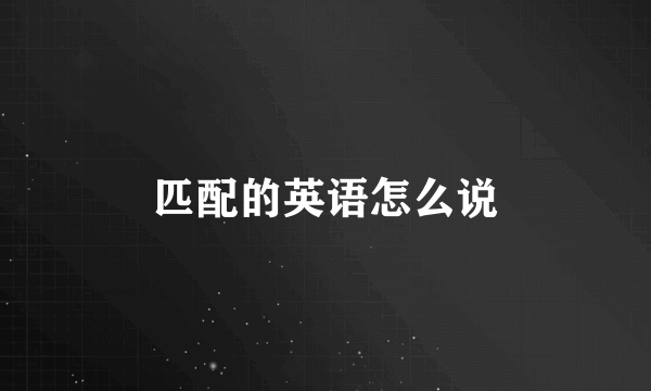 匹配的英语怎么说