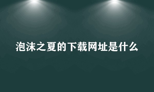 泡沫之夏的下载网址是什么