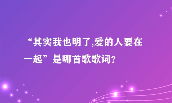 “其实我也明了,爱的人要在一起”是哪首歌歌词？