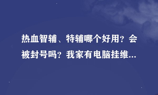 热血智辅、特辅哪个好用？会被封号吗？我家有电脑挂维护…而听说充元宝就不封号，是吗？